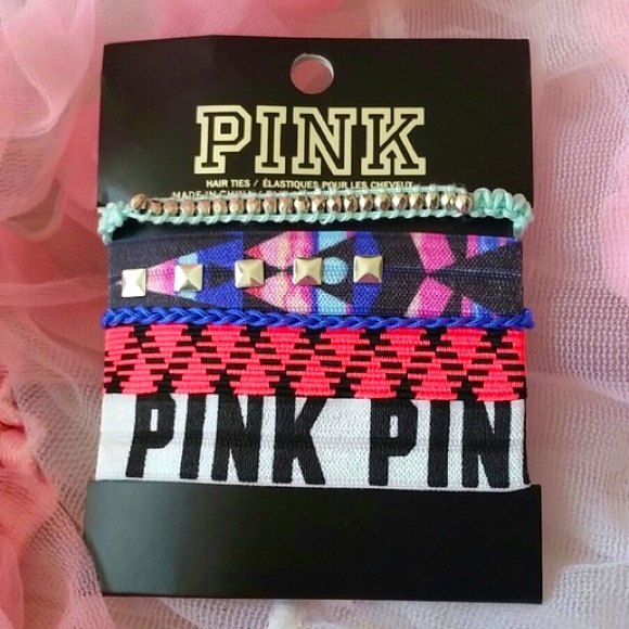 PINK Victoria's Secret Accessories - Victoria's Secret PINK Hair Tie & Bracelet Setof5